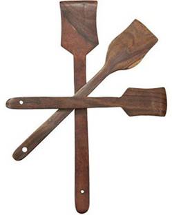 Green Wood WOODEN FLAT SPOON PALTA 3 PCS KITCHEN UTENSILS SET Wooden Serving Spoon Set