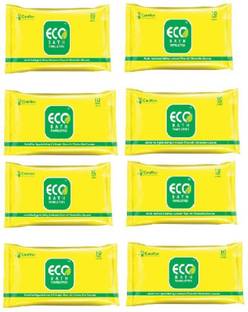 ECO Bath Alcohol free Hygenic and Antiseptic Large Bathing Wipes in a resealable Pouch (8 X 10 = 80 wipes)