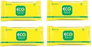 ECO Bath Alcohol free Hygenic and Antiseptic Large Bathing Wipes in a resealable Pouch (4 X 10 = 40 wipes)