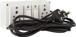 HI-PLASST Extension Switch Board with 2 Sockets(5A) and 2 Switches(5A)-4Mtr Long Wire 2  Socket Extension Boards
