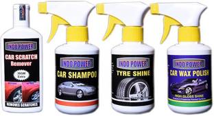 INDOPOWER BOL146 TYRE SHINER GUN 250ml.+CAR SHAMPOO GUN 250ml.+SCRATCH REMOVER 100gm.+CAR WAX POLISH GUN 250ml. Vehicle Interior Cleaner
