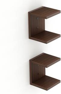VIKI | Wall Mount Book Shelf Rack(Matte Finish, Wenge, Set of 2) Engineered Wood Open Book Shelf