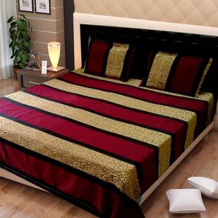 Exotic Home 1 TC Silk King Self Design Fitted & Flat Bedsheet