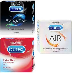 DUREX AiR - Extra Thin - Extra Time PassionRaja.com Combo (3s x 3 = 9 Condoms) Condom