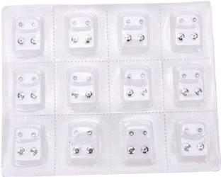 GadgetsDen Anti-Allergy Medical Grade Steel Zirconia Gem Sterilized Piercing Studs For Piercing Cubic Zirconia Stainless Steel Stud Earring