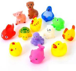 CLOUDSHOP 12pcs Random Lovely Rubber Squeaky Animal Bath Toys/floating Fun for Baby Bath Toy Bath Toy