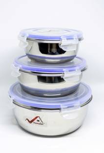Homeish Steel Grocery Container  - 700 ml, 1100 ml, 400 ml