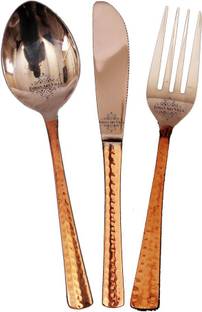 IndianArtVilla Steel Copper Cutlery Set ( 1 Spoon, 1 Fork, 1 Knife) Steel, Copper Cutlery Set
