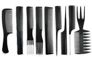 BOXO Set Of 9 Pcs Multipurpose Salon Hair Styling Hairdressing barber Combs Set For Men And Women, Black