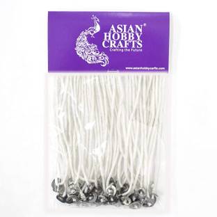 ASIAN HOBBY CRAFTS Candle Wicks/Candle Thread/Wax Thread : Pack of 50pcs : Size 7" inches Cotton Wick