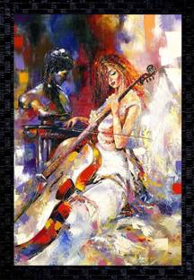 Janki Online Modern Art Lady Glass Wall Paintings with Frame for home decoration item for bedroom for sale Canvas 20 inch x 14 inch Painting