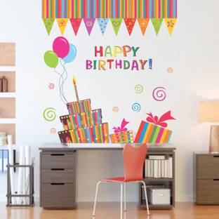 StickMe 110 cm Happy Birthday Wall Sticker - SM 148 Self Adhesive Sticker