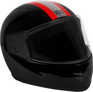 JMD JD 1 BLACK RED-SILVER STRIPE L-SIZE FULL FACE HELMET Motorbike Helmet
