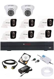 CP PLUS CP-PLUES 8CH DVR CP-UVR-0801E1-CS 01PCS DOME CAMERA CP-USC-DA10L2-0360 02PCS BULLET CAMERA CP-USC-TA10L2-0360 06PCS 1TB HDD 90 METAR CABLE COMBO KIT Security Camera