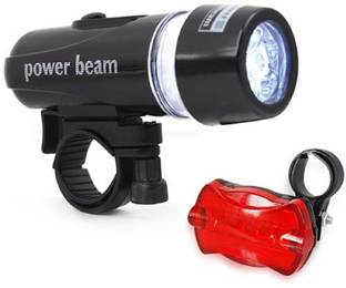 Protos India.Net Headlight Power Beam and Red Tail Combo Battery WJ 101 Bike Bicycle LED Front Rear Light Combo