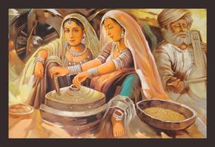 Mad Masters Traditional Rajasthani Painting, Painting with frame (18 x 12 ) inches Digital Reprint 12 inch x 18 inch Painting