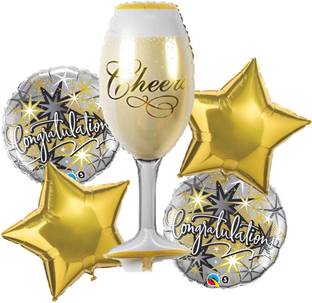 Bash N Splash Printed Congratulations champagne Cheers Party Foil Balloon Set Of 5 Pcs Balloon