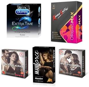 DUREX Extra Time Climax Delay Regular Chocolate Strawberry Orange PassionRaja.com & ORGASMAX Combo (15 Condoms) Condom