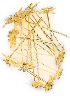 niwner Gold Plated Flowery Juda U Fashioner Hair Pin, Hair Accessory Set, pack of 12 pcs. Hair Pin