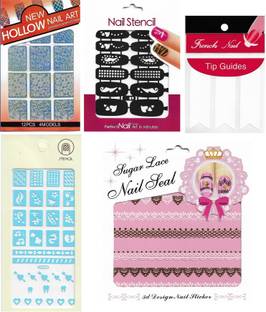 Style Craze Nail Art Stickers, 3D Sticker, Nail Stencil, Nail Tip Guides (Pack Of 5)