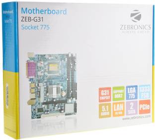 ZEBRONICS ZEB-G31 Motherboard, Socket 775 LGA 775Socket ATX Intel G31 Chipset DDR2 Motherboard for Desktop