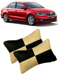 SHOOLIN Black, Beige Leatherite Car Pillow Cushion for Skoda