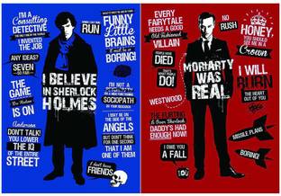 Sherlock Moriarty And Sherlock Holmes Quotes Poster A4 Frame Paper Print