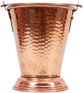 IndianArtVilla Copper, Steel Serving Bowl Handmade Traditional Steel Copper Serving Bucket,300 ML,Tableware