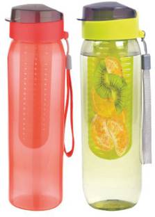 KUBER INDUSTRIES 2 Pieces Fruit Infuser Water Bottle with Fruit Strainer 940 ml (Multi) -CTKTC1666 1 Bottle