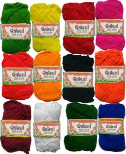 OSWAL yardley Hand Knitting Art Craft Soft Fingering Crochet Hook Yarn, Needle Knitting Thread For Wool Ball Hand Knitting Art Craft Soft Fingering Crochet Hook Yarn, Needle Knitting Thread Dyed Multi Color Pack Of 12