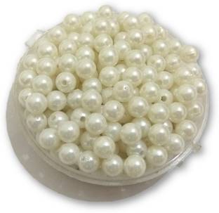 Kwizy Pearl Beads for Craft Jewellery Embroidery Making Purpose Round Shape (100 Pieces, Size 8MM)