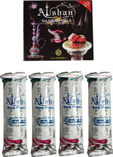Alshan Foil (Pack of 50 Pcs.) + Premium Hookah Magic Coal Pack of 4 (40 Discs) Hookah Charcoals