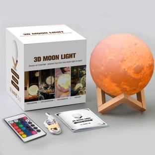 BLUEBERRY 3D Printed LED Moon Lamp | 16 Colours | Remote control Operated & Touch Sensor also Equipped | Moon Lamp for Bedroom | Night Lamp | Multi Colour 15 cm Table Lamp