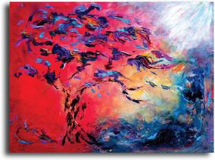 PIXELARTZ Canvas Painting - Tree of Life - Abstract Acrylic Canvas (12 X 10) - Without Frame Digital Reprint 10 inch x 12 inch Painting