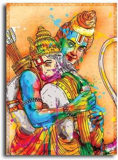 PIXELARTZ Canvas Painting - Sri Ram - Jai Hanuman - Abstract Relgious Canvas (25 X 35) - Without Frame Digital Reprint 35 inch x 25 inch Painting