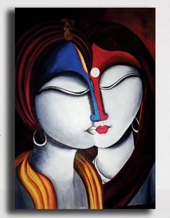 PIXELARTZ Canvas Painting - Radha Krishna Modern Art Painting (9 X 12) - Without Frame Digital Reprint 12 inch x 9 inch Painting