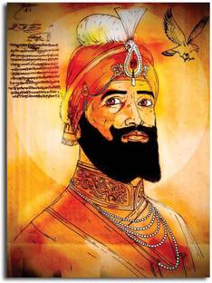PIXELARTZ Canvas Painting - Guru Gobind singh ji - Relgious Canvas Art (9 X 12) - Without Frame Digital Reprint 12 inch x 9 inch Painting
