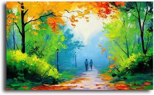 PIXELARTZ Canvas Painting - Colorful Sunrise - Nature Canvas Art (23 X 15) - Without Frame Digital Reprint 15 inch x 23 inch Painting