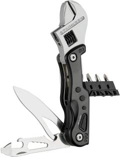 SHIVEXIM Multi 9-in-1 Adjustable Wrench Knife with 3 Changeable Screwdrivers, LED Torch, Bottle Openers and Nylon Belt Pouch 9 Function Multi Utility Swiss Knife