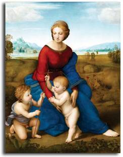 PIXELARTZ Canvas Painting - Raphael - Madonna In The Meadow - Without Frame Digital Reprint 12 inch x 10 inch Painting