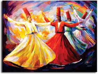 PIXELARTZ Canvas Painting - Whirling Sufi Dance - Without Frame Digital Reprint 16 inch x 23 inch Painting
