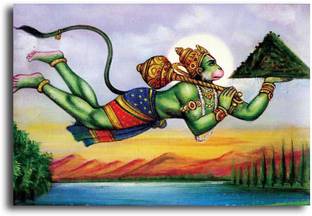 PIXELARTZ Canvas Painting - Hanuman Ji - The Sanjivani Quest - Without Frame Digital Reprint 17 inch x 23 inch Painting