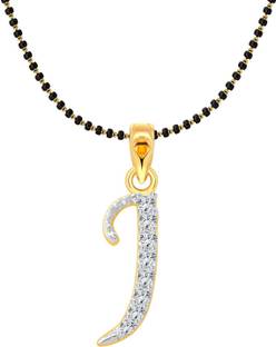 VIGHNAHARTA Fancy initial "J" Letter - VFJ1171MSPG Gold-plated Cubic Zirconia Alloy, Brass Pendant