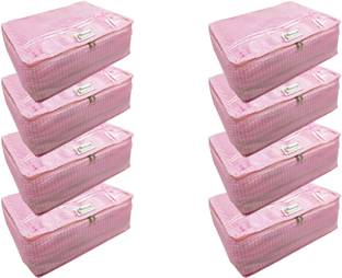 Shree Shyam Products Non Woven Printed Box Saree Cover Set of 8 PCS Capacity of 5 Sarees (SS-110_PINK_8 PCS)