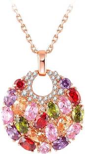 Divastri Swiss Zircon Rainbow colors Exquisite 18K Real Rose Gold Plated Pendant Gold-plated Metal Pendant