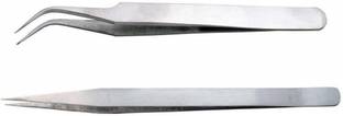 PagKis Stainless Steel Multipurpose Tweezer Set for False Eye Lashes, Eyelash Extensions, Nail Art - Manicure Tool