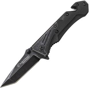 Smith and Wesson Extreme OPS Linerlock Stonewashed Knife, Pocket Knife, Campers Knife, Survival Knife, Blade