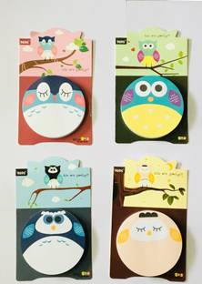 R H lifestyle STICKY NOTES 50 Sheets CUTE OWL SHAPE STICKY NOTES, 4 Colors