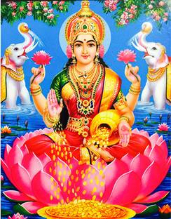 AH Decals 40 cm Religious Goddess Laxmi Self Adhesive Sticker