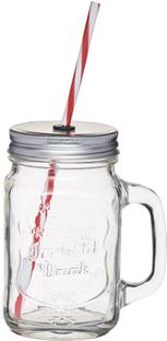 Blue Birds USA Homeware Glass storage bottle Jars Mason Jar glass cup beverage mug with lid straw juice bottle with handle Glass Mason Jar